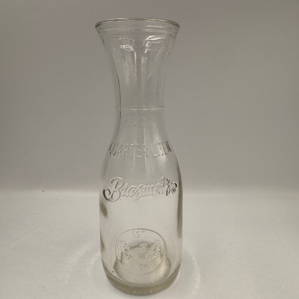 Bormioli Rocco Quarter Liter Glass Carafe 0.25L Embossed Est 1946 Italy Clear